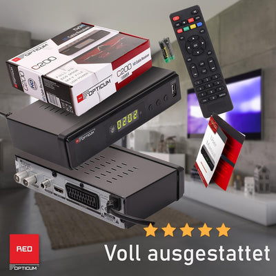 RED OPTICUM C200 HD Kabelreceiver I Digitaler Kabel-Receiver HD mit LED-Display - EPG - HDMI - USB -