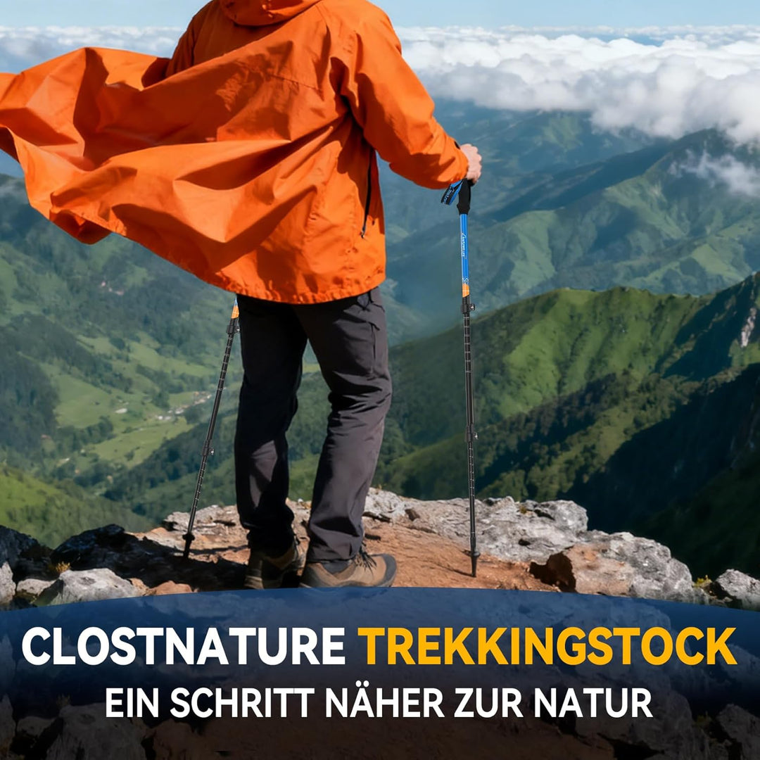 Clostnature Wanderstöcke Teleskop Aluminium - Nordic Walking Stöcke für Damen und Herren, 58-135cm L