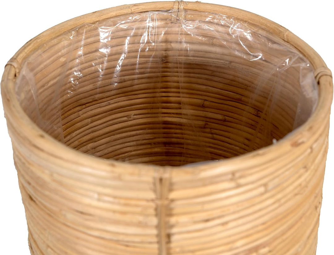 DARO DEKO Rattan Korb Topf 3er Set rund Blumentopf geflochten Aufbewahrungskorb Übertopf Blumenkorb,
