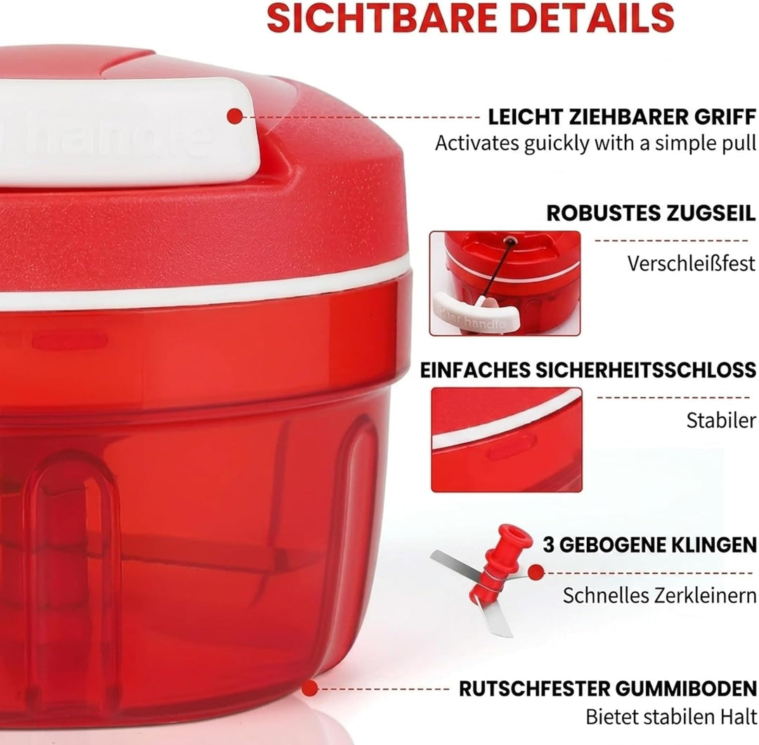 Zwiebelschneider Manuell，Zwiebel Zerkleinerer für Gemüse, Obst, Zwiebeln, Nüsse, Knoblauch (Rot)