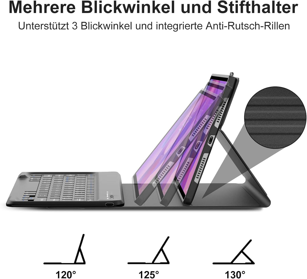 IVEOPPE Hülle mit Tastatur für Lenovo Idea Tab Plus 12,1" 2025, Bluetooth Abnehmbare Magnetisch QWER