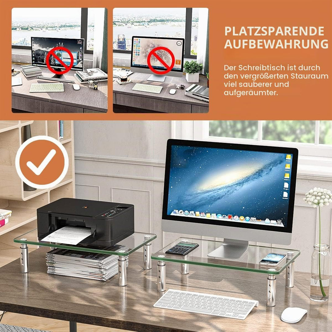 Hemudu Monitorständer, 3 verstellbare Höhen, Computerständer, Schreibtisch-Organizer für PC, Laptop,