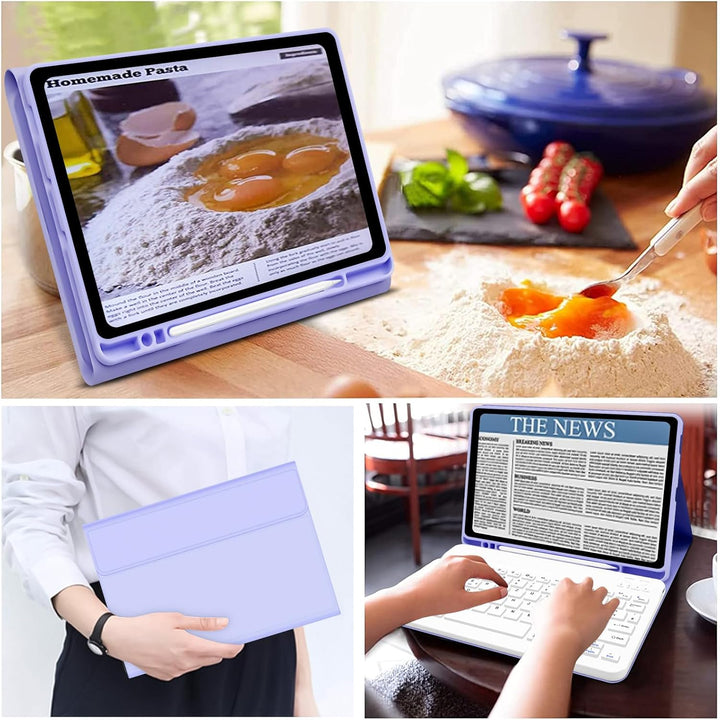 Hülle mit Tastatur für Samsung Galaxy Tab S6 Lite, Schutzhülle mit Pencil Halter Wireless Tastatur (