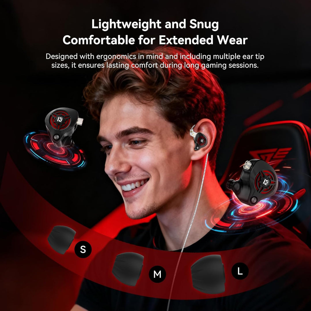 Yinyoo KBEAR BK1 Gaming-Kopfhörer mit Mikrofon, 10mm Dynamic Driver Gaming-Ohrhörer für FPS-Spieler,