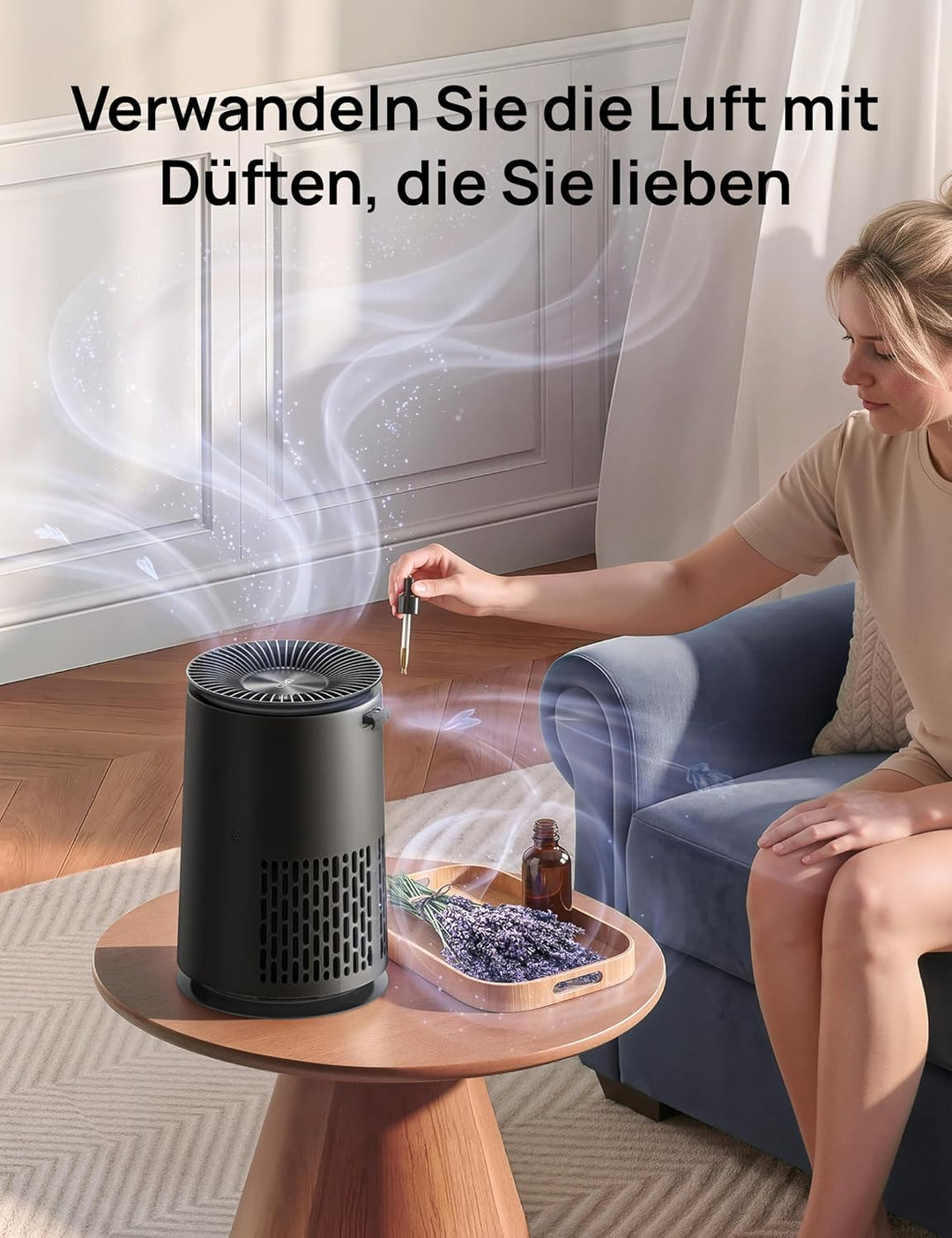 DREO-Luftreiniger für Schlafzimmer 195 m³/h CADR, Luftreiniger 338S,3-in-1-HEPA-Filter, 4 Modi, 4 Ge