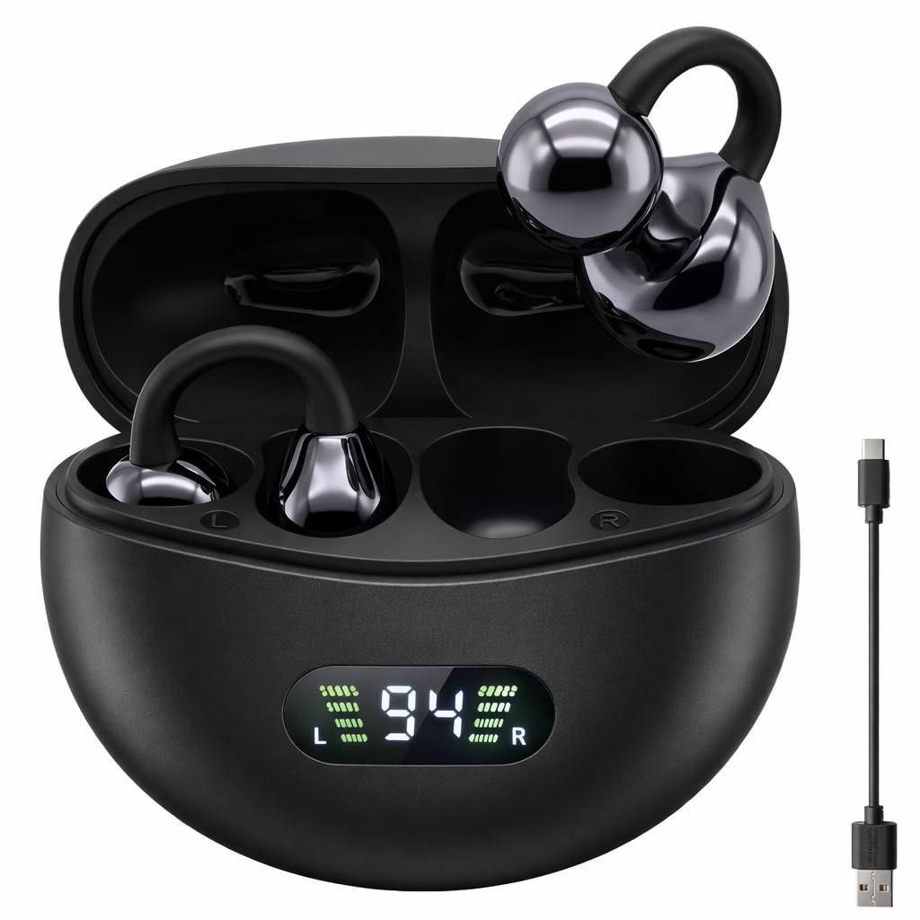 Open Ear Kopfhörer Bluetooth 5.4, Clip On Ohrhörer mit Innovativem Clip-Design, DNN Geräuschunterdrü