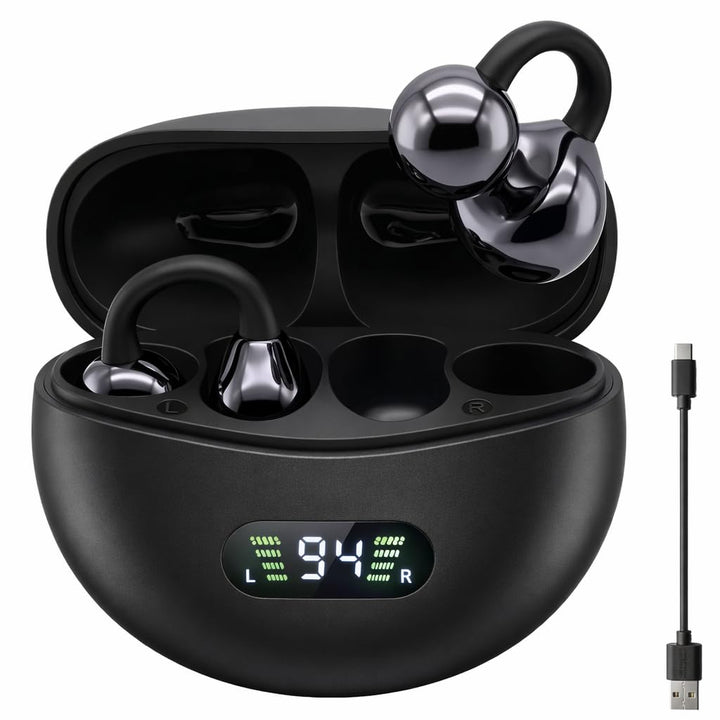 Open Ear Kopfhörer Bluetooth 5.4, Clip On Ohrhörer mit Innovativem Clip-Design, DNN Geräuschunterdrü