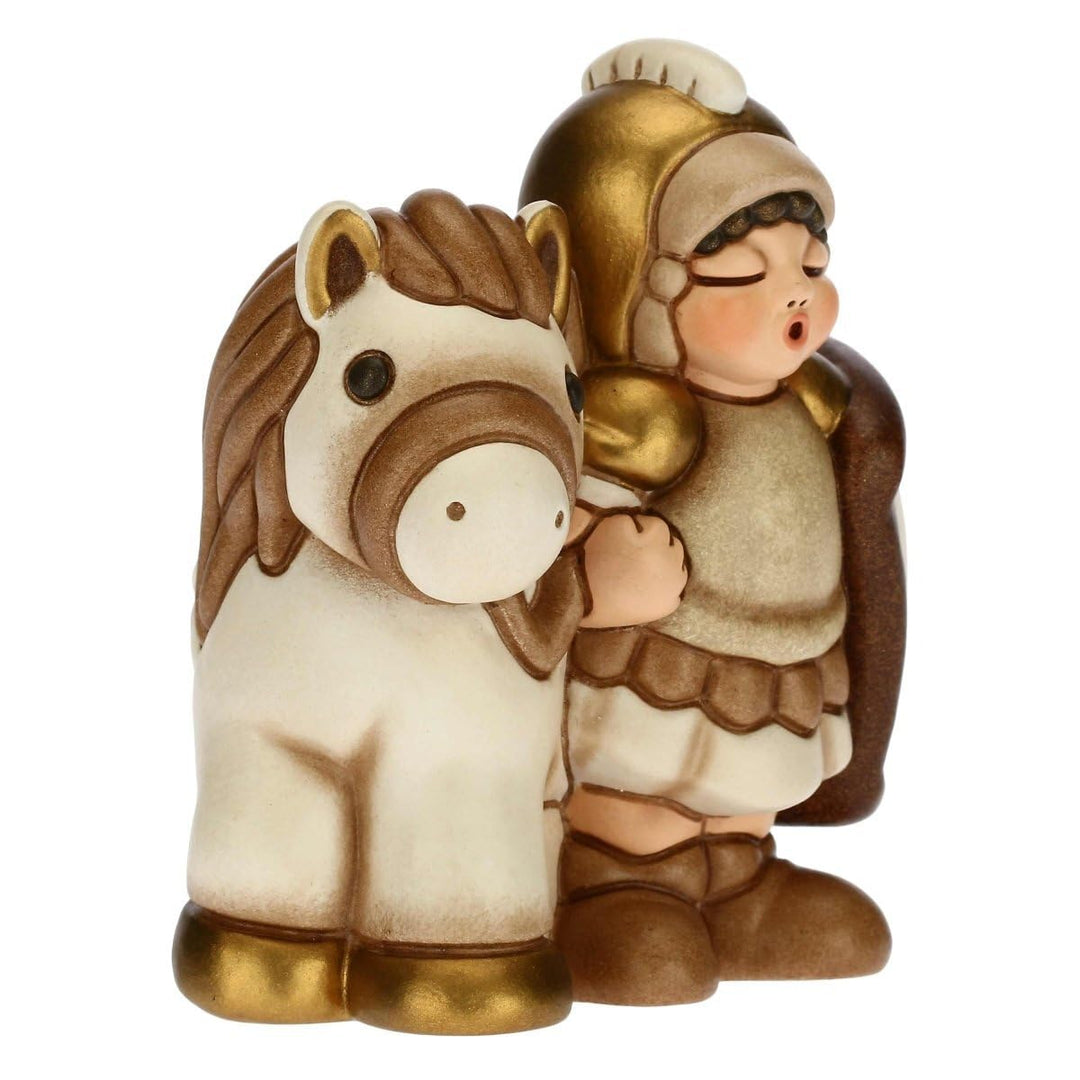 THUN - Figur Soldat Krippe mit Pferd - Weihnachtsdekoration Haus - Klassische Krippe, weisse Variant