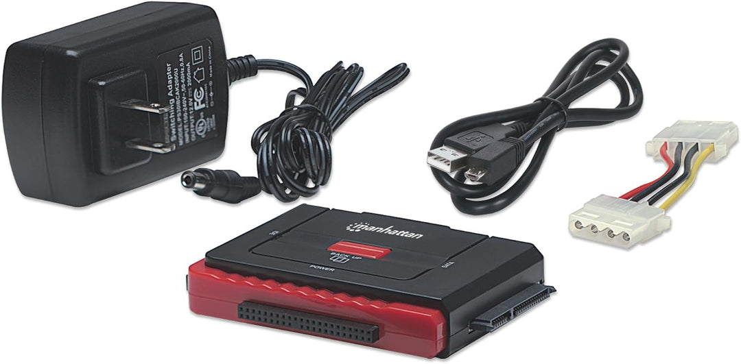 Manhattan USB 2.0 auf SATA/IDE Adapter 3-in-1 Adapter mit one-Touch-BackuP, USB 2.0 auf SATA/IDE Ada