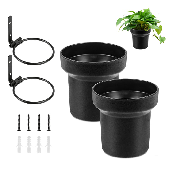 HA BIN Wandblumentopf für Akustikpaneele – 2er-Set kleine PP-Blumentöpfe Ø10×H10cm mit Halterungen f