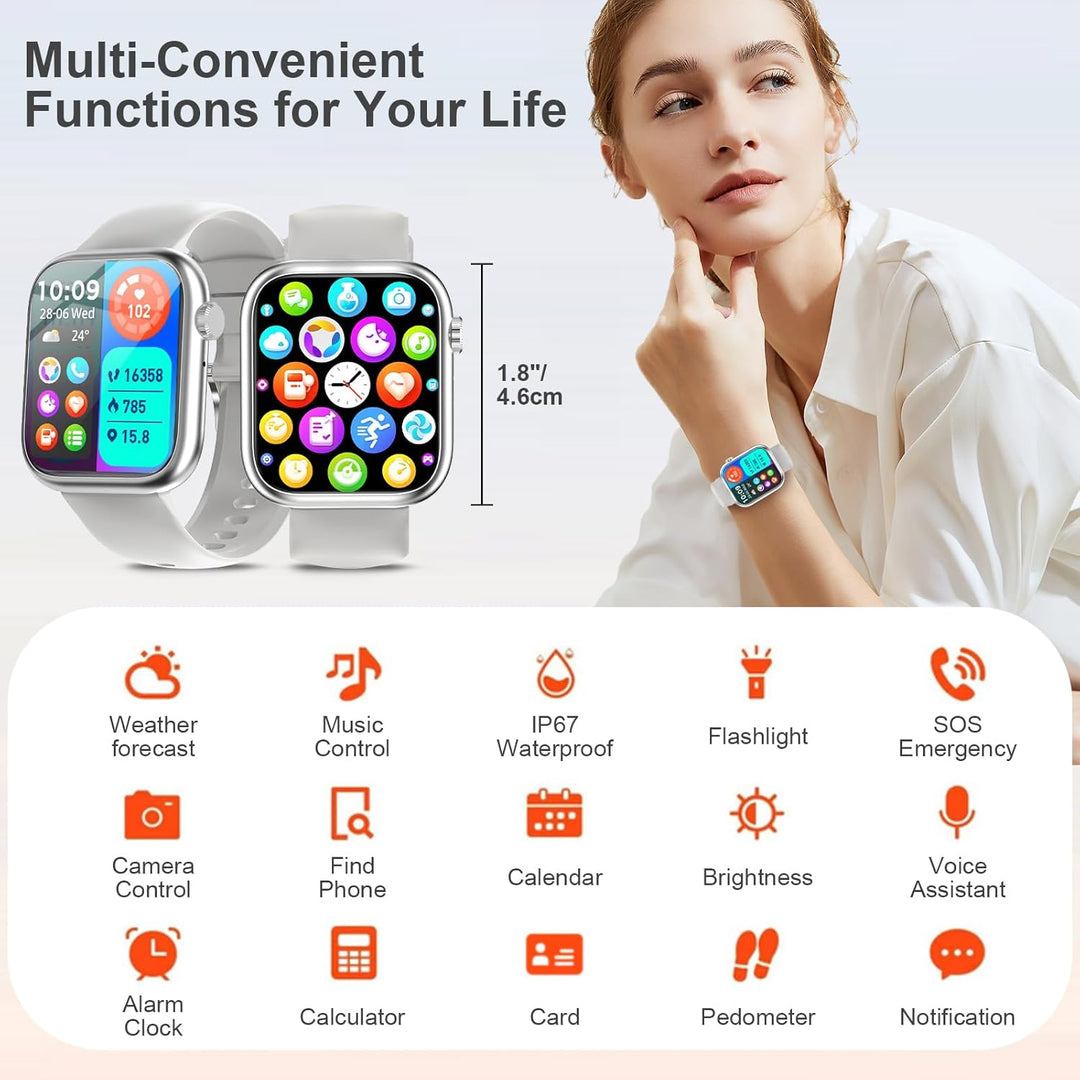 fitonyo Smartwatch Damen Herren mit Telefonfunktion,1,83" Zoll Touch Screen Smart Watch,110+ Sportmo
