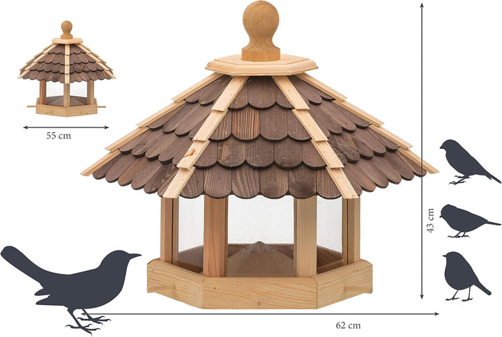 dobar® 44136e Grosse Vogelvilla - Vogelfutterhaus aus Massivholz - Vogelhaus für Ständermontage - Fu