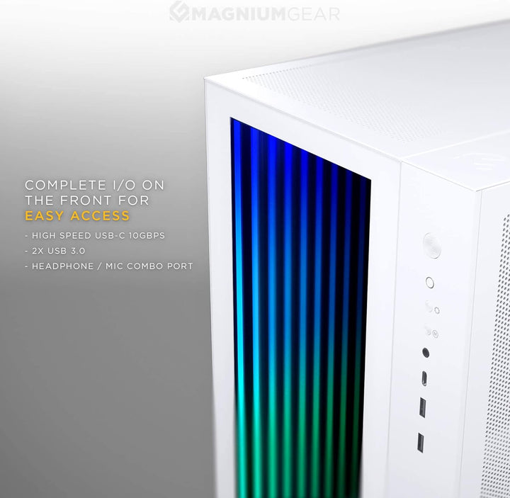 Magniumgear NEO Qube 2 IM, Dual Chamber ATX Mid-Tower, Digital-RGB Infinity Mirror Front Panel, Temp