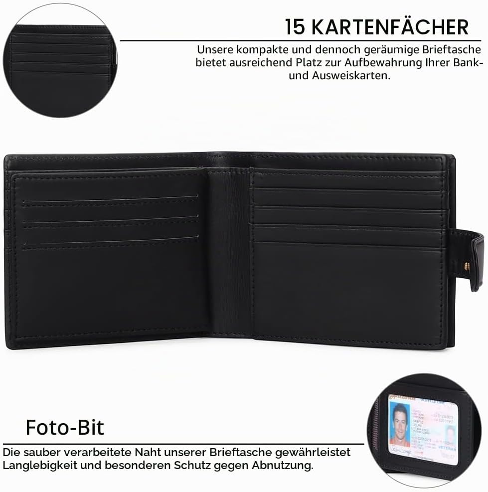 GAEKEAO Geldbörsen Herren Geldbörse aus echtem Leder Geldbörse mit RFID-Schutz Bifold Wallet, Geldbö