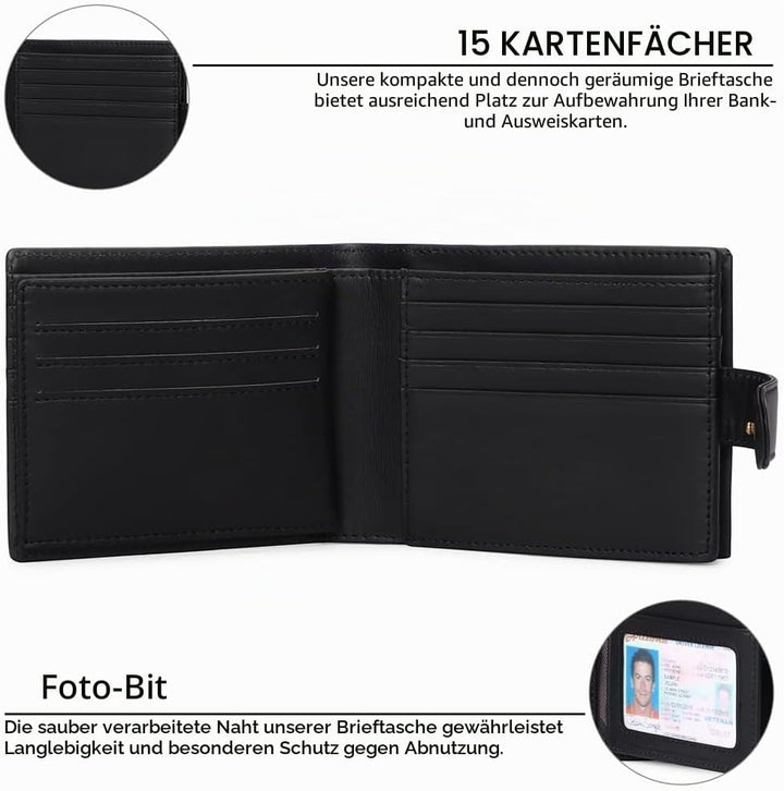GAEKEAO Geldbörsen Herren Geldbörse aus echtem Leder Geldbörse mit RFID-Schutz Bifold Wallet, Geldbö