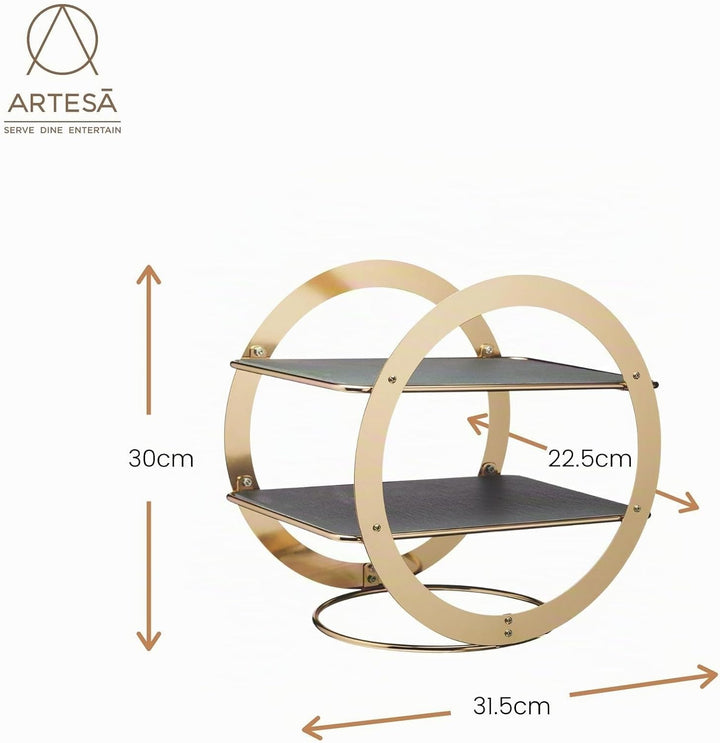 Artesà ringförmige Etagere, Messing Finish, 31.5x22.5x30cm, Geschenkbox Präsentationsständer mit 2 E