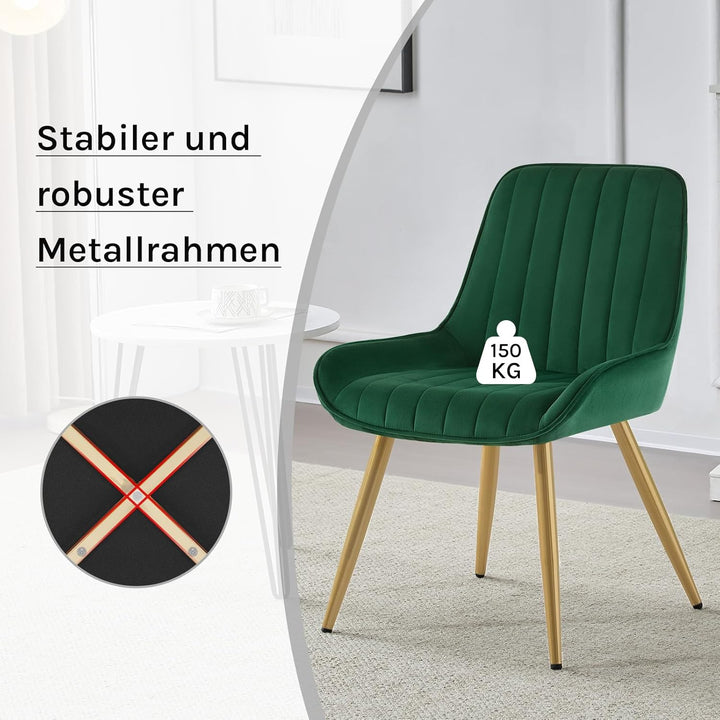 Lestarain 2 Stücke Esszimmerstuhl, Retro Küchenstuhl Wohnzimmerstuhl Sitzfläche Aus Samt Retrostuhl