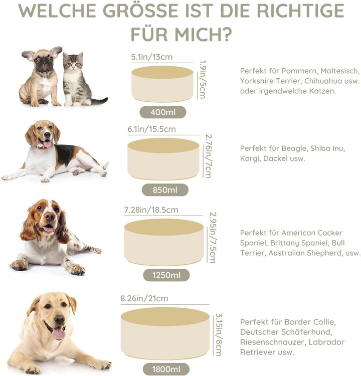 SPUNKYJUNKY Keramik Hundenapf 2pcs Fressnapf Futternapf Katzennapf Napf für Katzen und Hunde (400ml,
