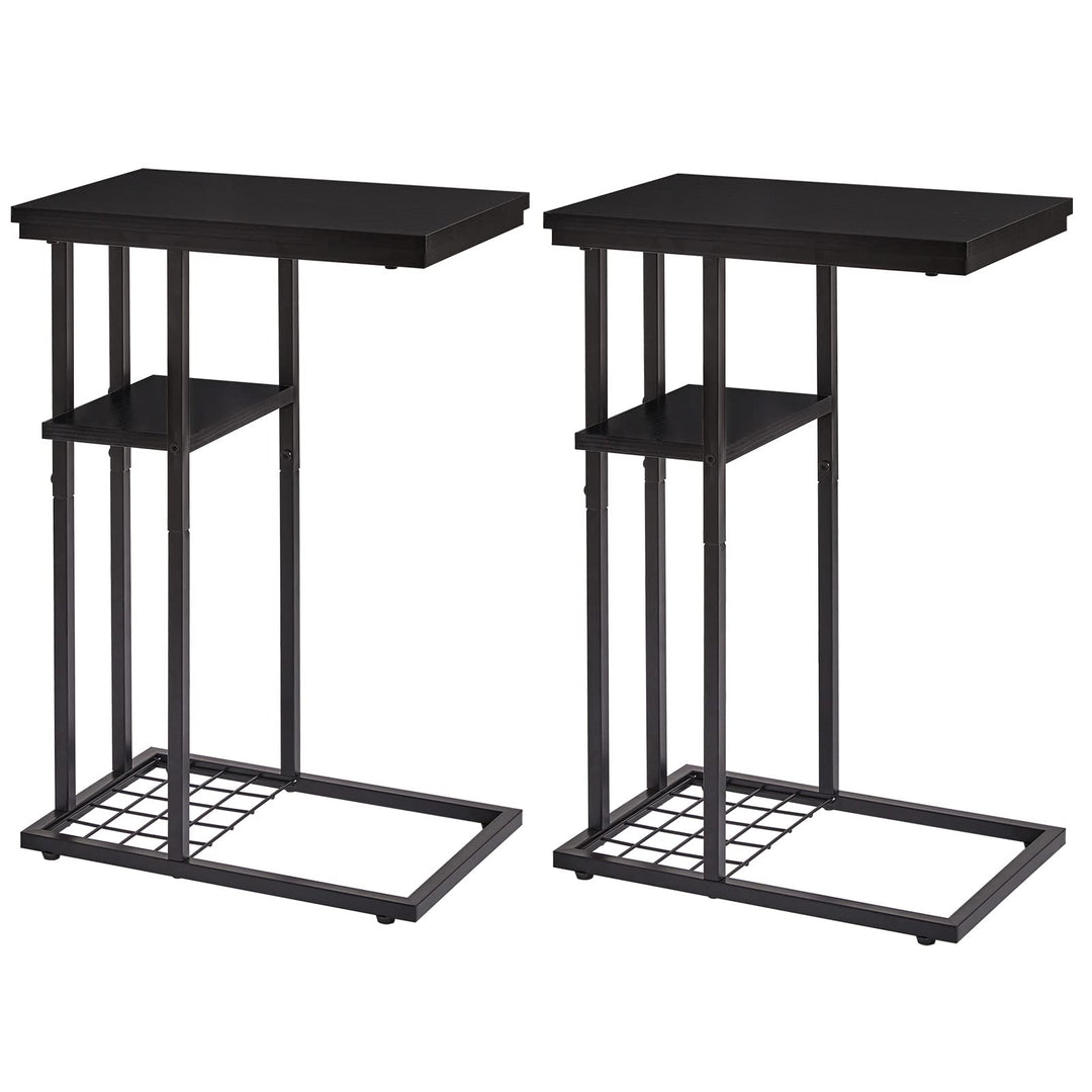 YMYNY Beistelltisch Kaffeetisch C-Form, Eleganter Kleiner Sofatisch, Industrie-Design 2er-Set, Sofat