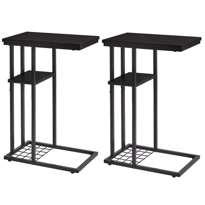 YMYNY Beistelltisch Kaffeetisch C-Form, Eleganter Kleiner Sofatisch, Industrie-Design 2er-Set, Sofat
