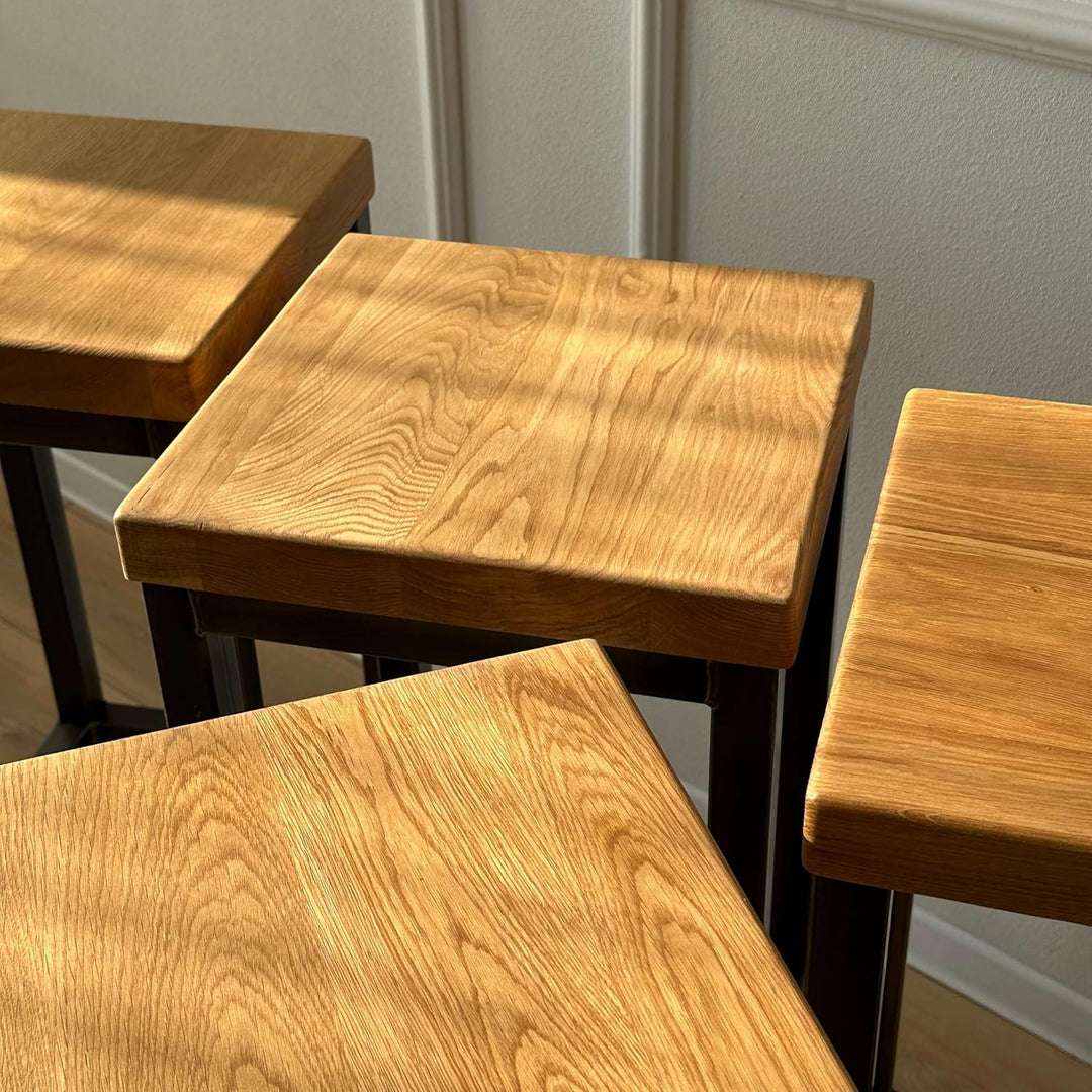 1 Original-BestLoft® Barhocker New York Handmade Industriedesign Loft Stahl Holz Eiche massiv (Hell