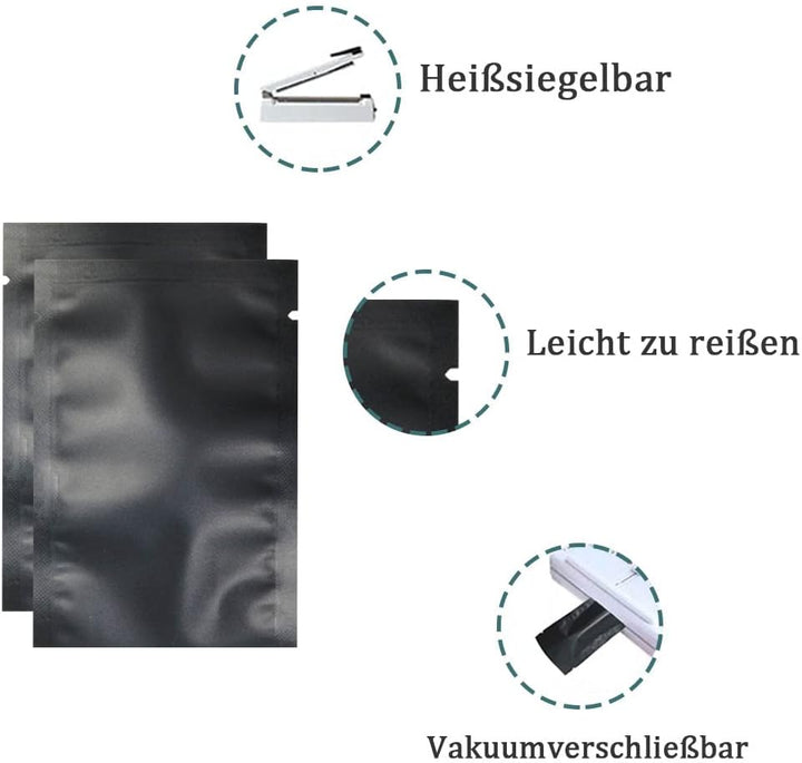 WACCOMT Pack 200 Stück Flache Open Top Mylar Beutel Vakuumversiegelbar Langfristige Aufbewahrung von