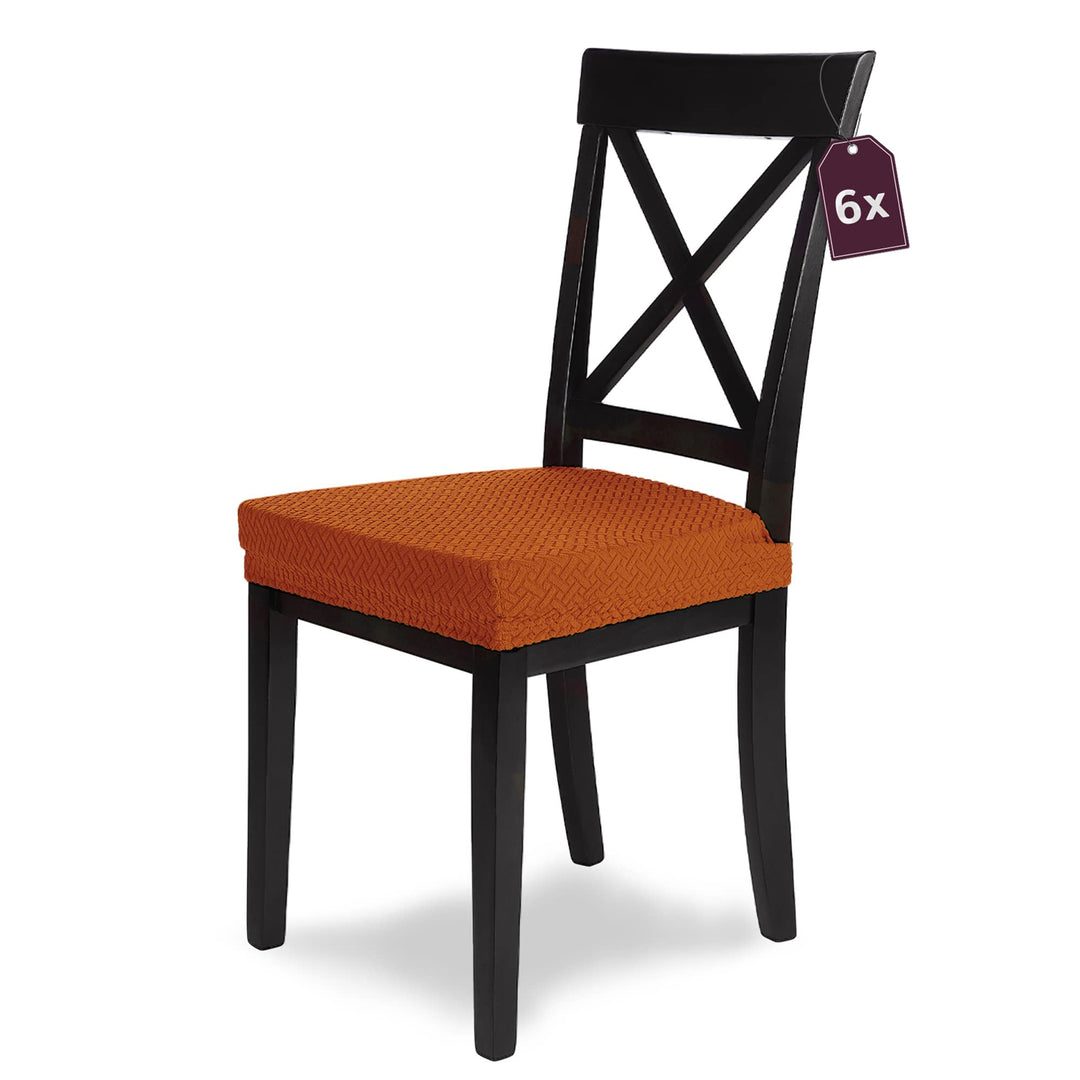 SCHEFFLER-Home Stretch Stuhlbezug Luna Terra/Stuhlüberzug 6er Set elastische Flanell Stuhlbezüge/Sit