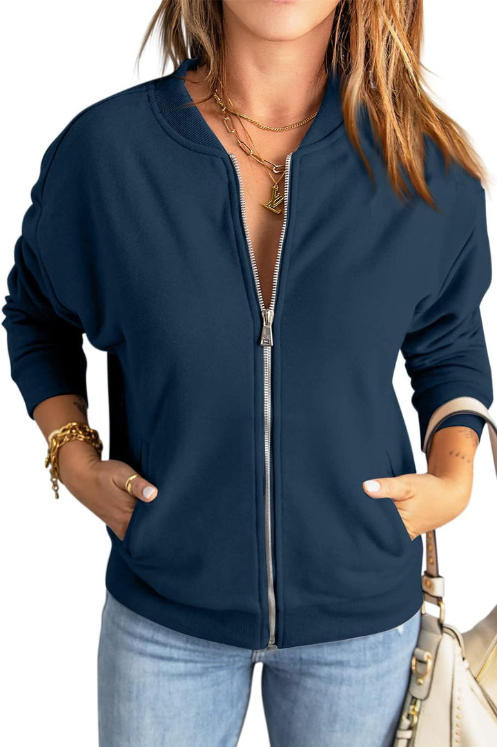GeGekoko Zip Sweatshirt Damen übergrosse Jacket Sweatshirt Einfarbige Loose Langarm Tops Oberteile m