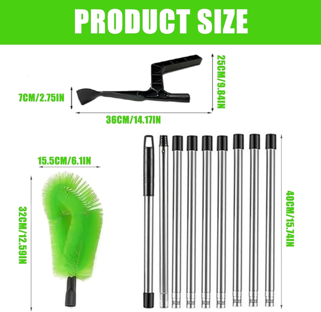 390cm Dachrinnenreiniger Dachrinnenbürste und Reinigungslöffel Schaufel 2 in 1, Dachrinnenreinigungs
