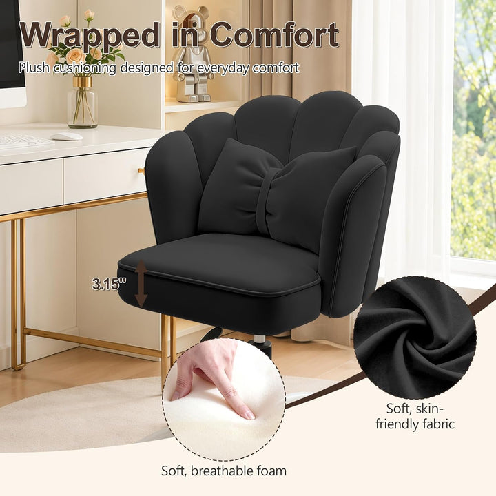 Vanity Sessel Velvet Petal Schreibtischstuhl - Moderner Polstersessel mit Rückenlehne und Steppung,