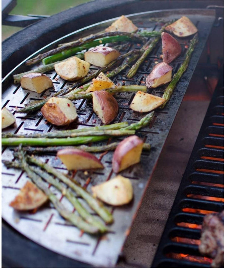 Kamado Joe Classic Joe - Half Moon SS Grillrost (Fisch & Gemüse) Grillzubehör, Silber Kochfläche, Ed