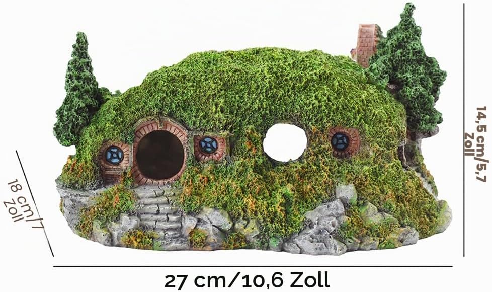 OMEM Hobbit-Haus,Aquarium Dekoration Höhle,für Fisch Tank,NatüRlicher Lebensraum Ornament für Aquari