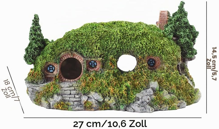 OMEM Hobbit-Haus,Aquarium Dekoration Höhle,für Fisch Tank,NatüRlicher Lebensraum Ornament für Aquari
