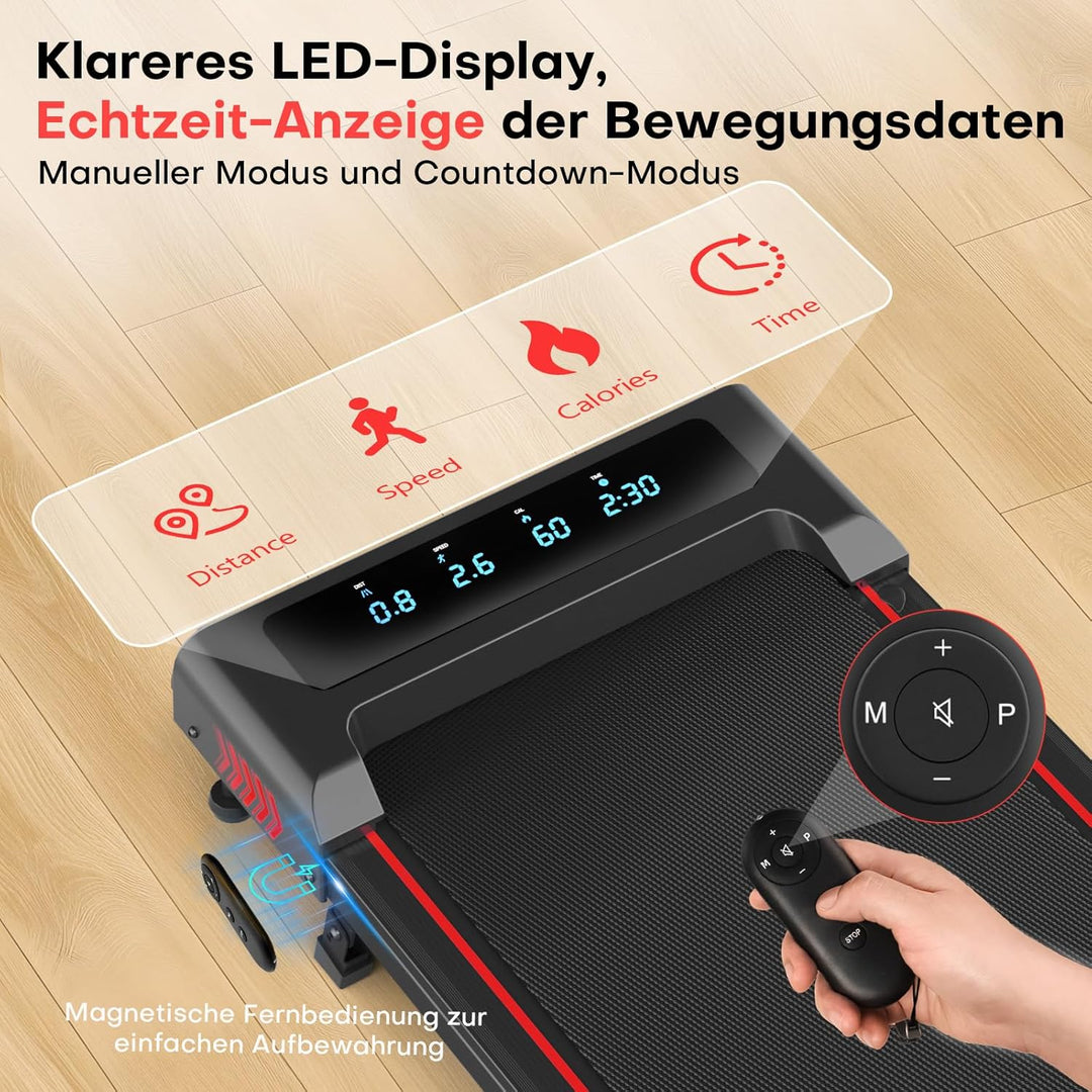 Walking Pad, 4-IN-1 Laufband für Zuhause, 1-10KM/H Laufband Schreibtisch mit 9% Steigung, 2.5HP bürs