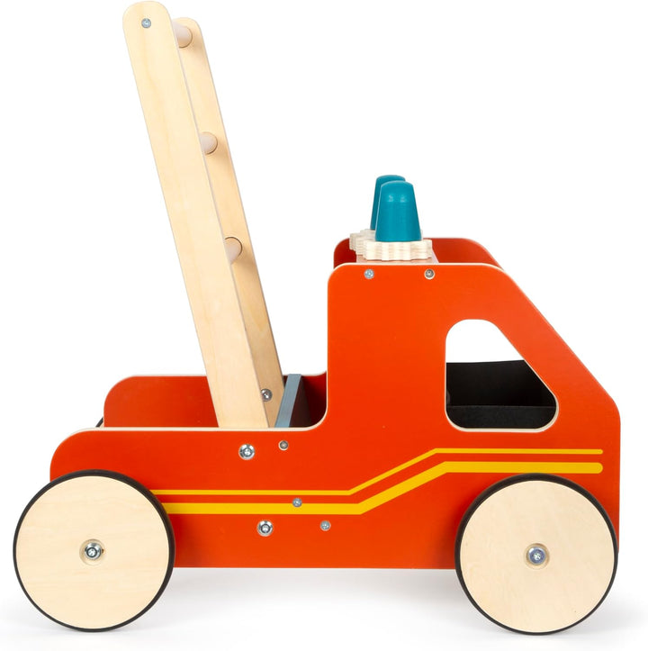 small foot Lauflernwagen Feuerwehr aus Holz, Moderne Lauflernhilfe für Feuerwehrfans, für Kinder ab