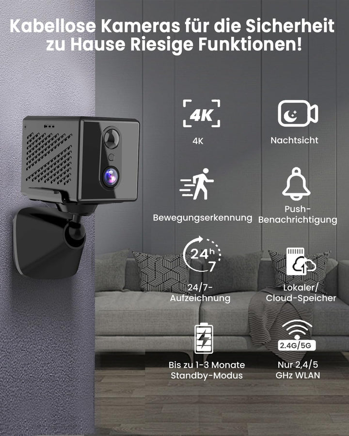 Mini Kamera,5G WiFi Überwachungskamera Innen,Kamera Überwachung Innen,Kostenloser Cloud-Speicher, La