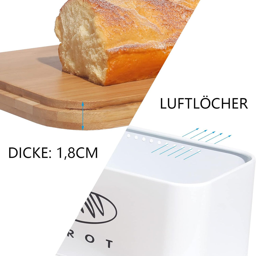 Theo&Cleo Brotkästen mit Deckel, Deckel aus Ökologisches Bambus, Kann als Schneidebrett, Geräumiger