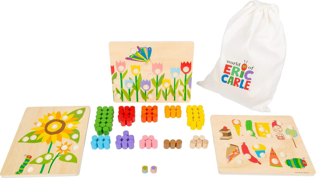 small foot Farbenspiel "Raupe Nimmersatt" aus Holz, Lernspielzeug zum Sortieren und Farben lernen, a