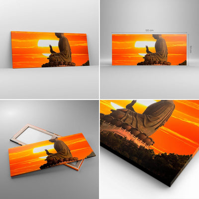 Wandbilder Dekoration Wohnzimmer tempel buddha Panorama Bilder auf Leinwand 120x50cm Leinwandbild mi