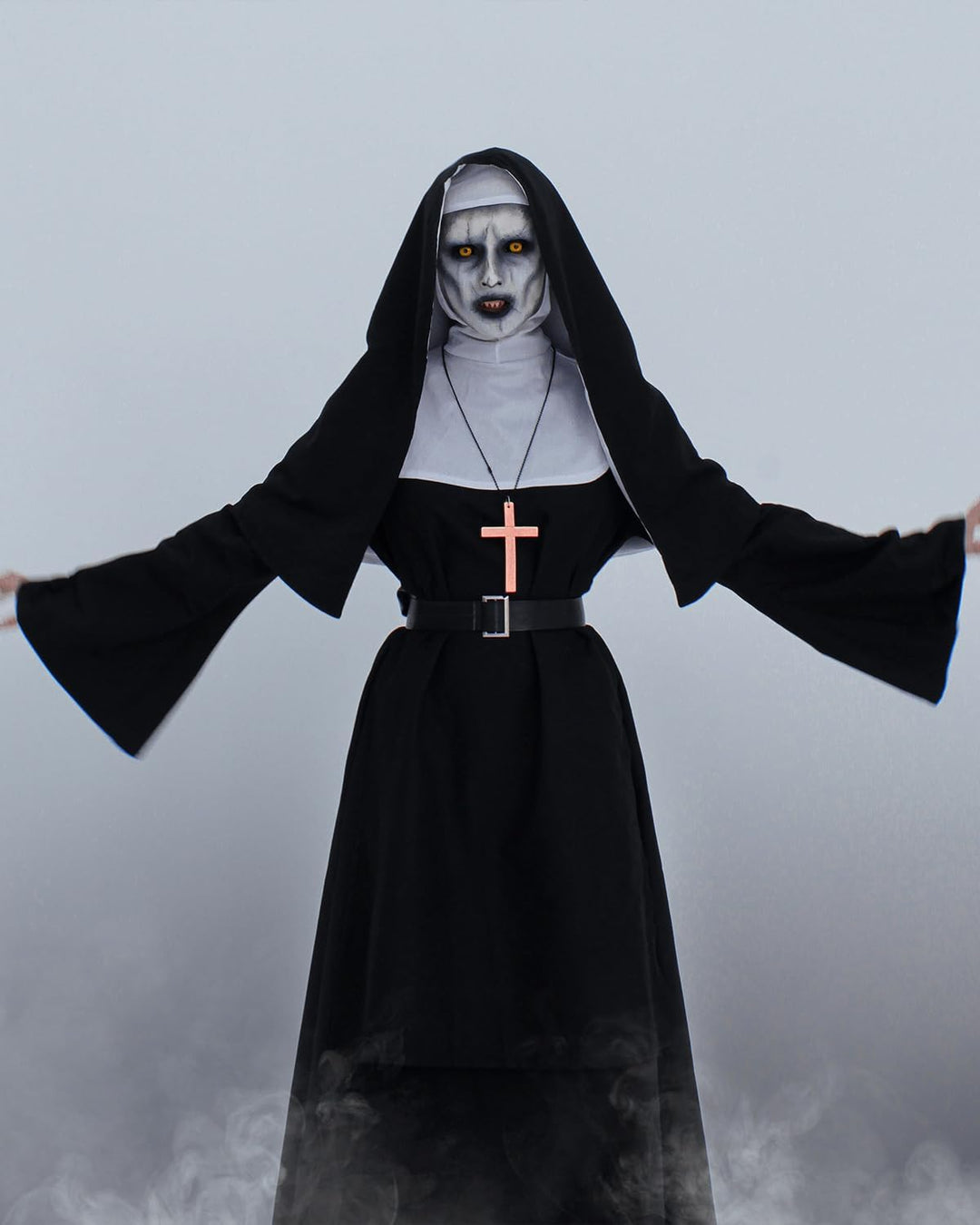 CR ROLECOS Nonnen Kostüm Damen,Faschingskostüme Damen Nonne für Erwachsene Kleidung Gothic Retro Kle