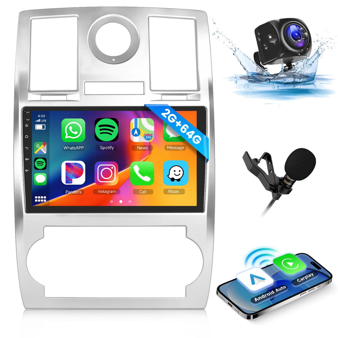 Hodozzy 2GB 64GB Autoradio für Chrysler 300 300C 2004-2011 Radio mit Wireless Carplay Android Auto M