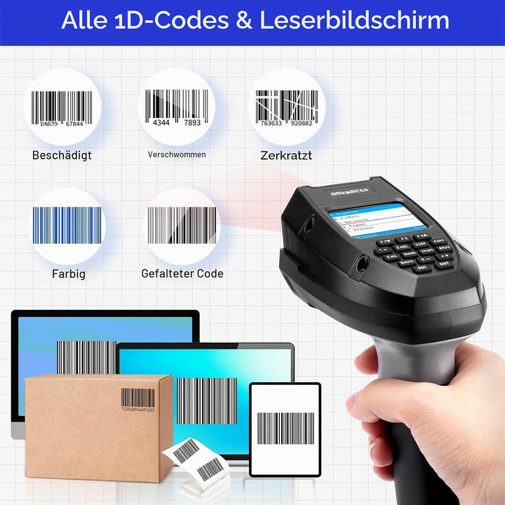 Inventory Scanner Wireless, 1D CCD Barcode Scanner mit Ladeständer Datensammler Barcodeleser Datenkl