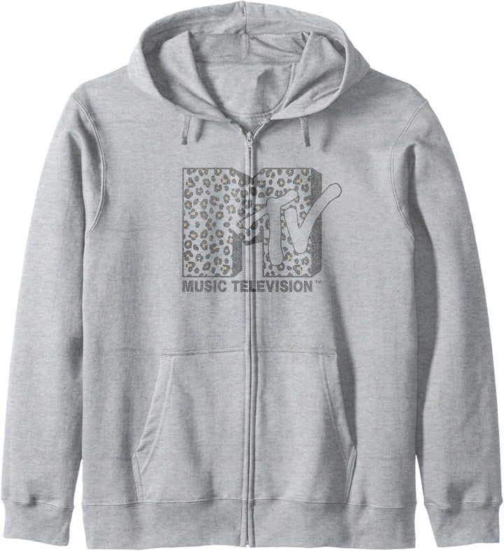 MTV Music Television Cheetah Print Logo Fill Kapuzenjacke