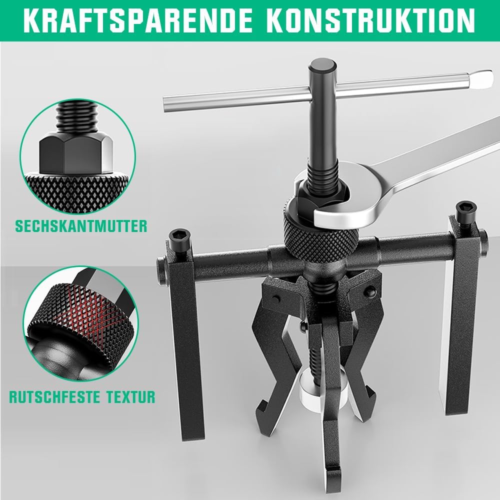 3-Backen Innenlager-Abzieher, Lager Abzieher mit 3 Arming | 18 bis 40 mm | 1 Ton | Aus Chrom-Vanadiu