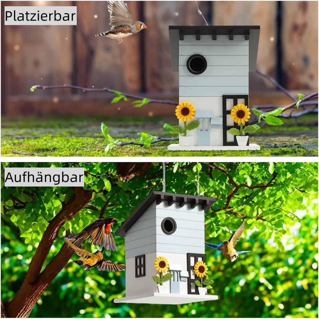 Deko Vogelhaus zum Aufhängen - Nistkasten im Landhausstil für kleine Vögel, dekoratives Vogelhäusche