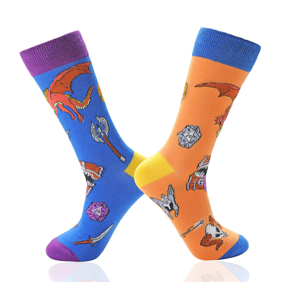 Fantasydice 2 Paar Dungeons and Dragons lustige Socken Dnd Geschenke Herrensocken Weihnachtsgeschenk