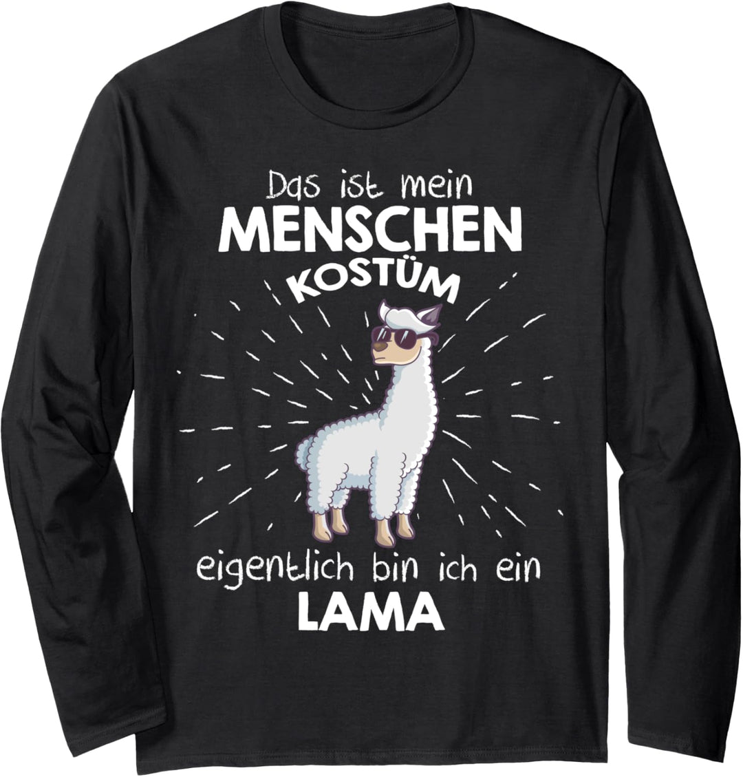 Mein Menschen Kostüm Bin ich ein Lama, Halloween Outfit Langarmshirt