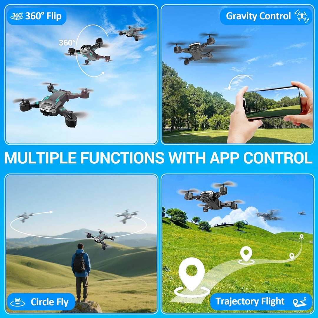 Drohne mit Dual-HD-Kamera für Anfänger, Faltbare Kinderdrohne, 3D-Flips, Ein-Knopf-Start/Landung, He