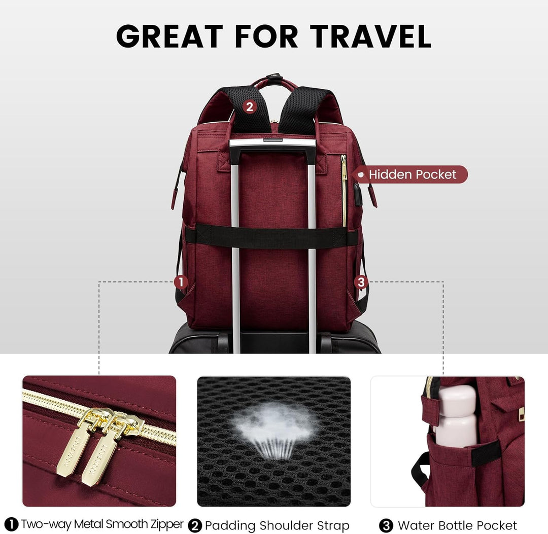 LOVEVOOK Rucksack Damen Schulrucksack, Wasserdicht Laptoprucksack mit Ladeanschluss, Rucksäcke für U