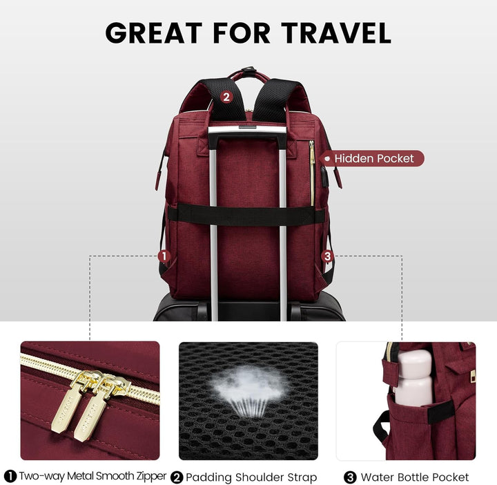 LOVEVOOK Rucksack Damen Schulrucksack, Wasserdicht Laptoprucksack mit Ladeanschluss, Rucksäcke für U